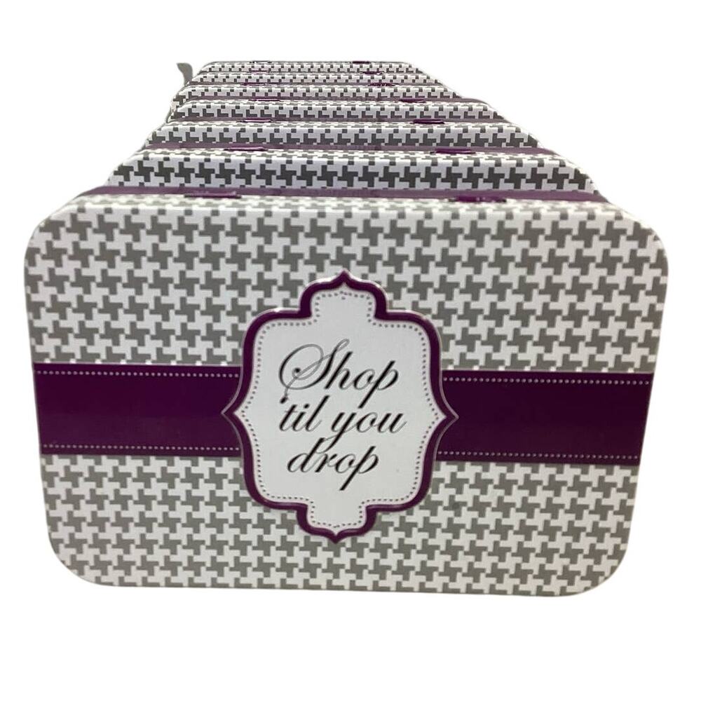 Lot of 30 New Shop Til You Drop Metal Box Gift Card Holder Accordian File Cases